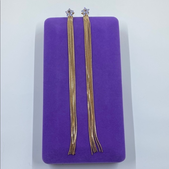 💛 Classic Gold Star Tassel Earrings - Picture 2 of 6